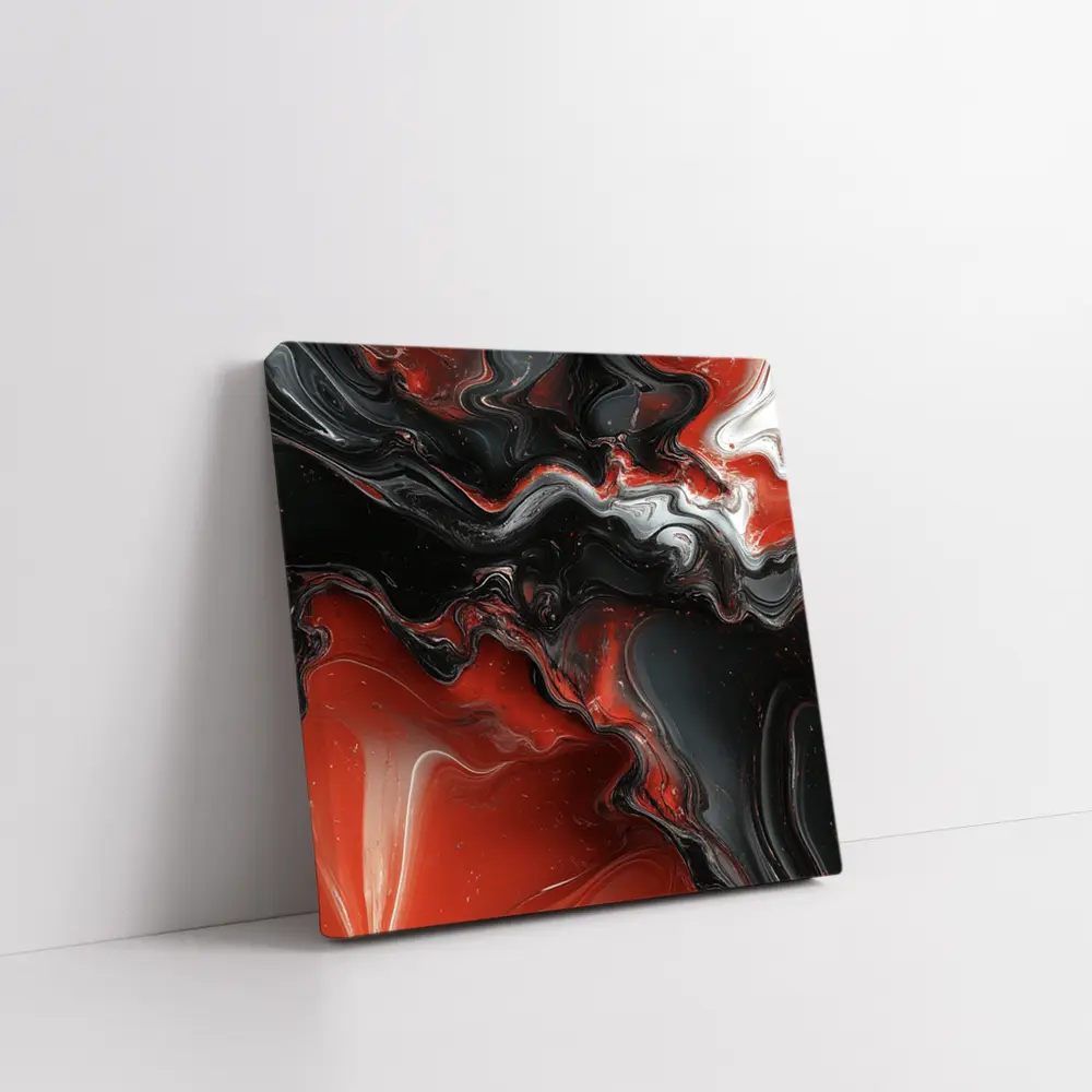Red Black Fluid Abstract Marble Art – Wall Art
