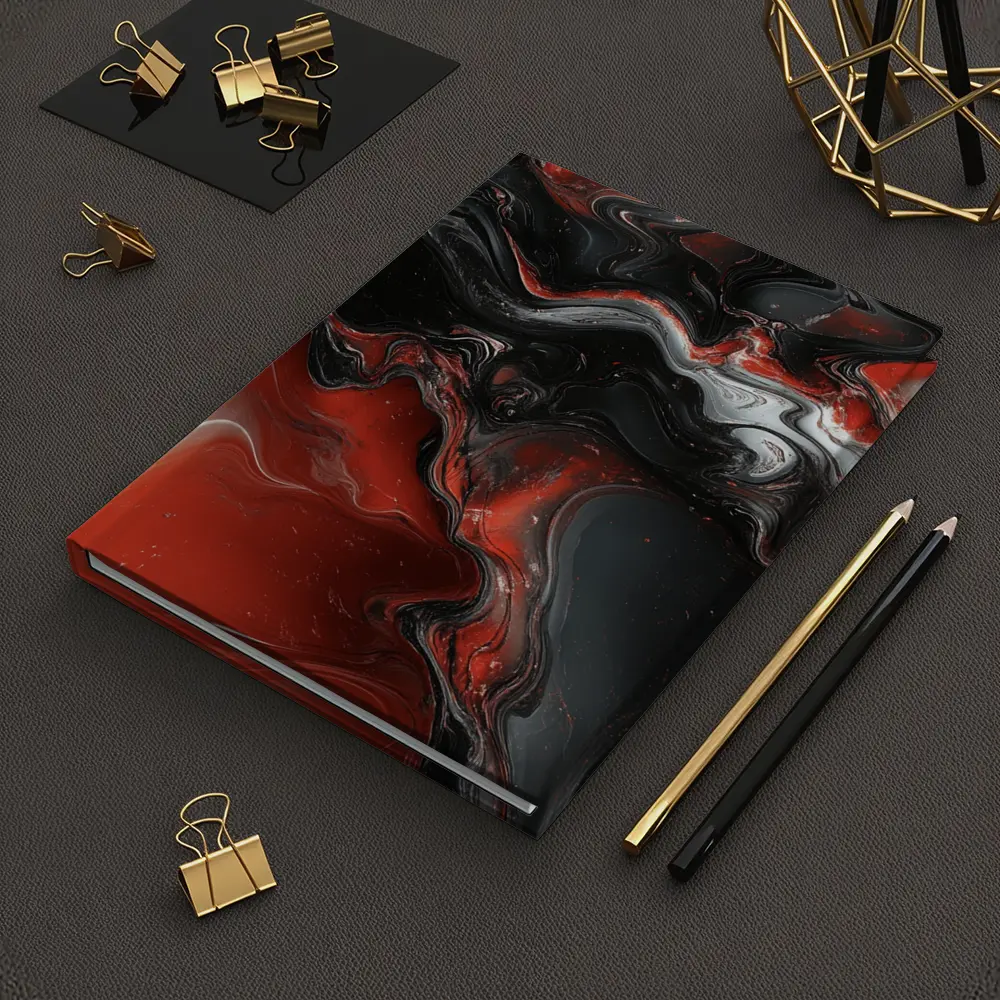Red Black Fluid Abstract Marble Art – Notebooks