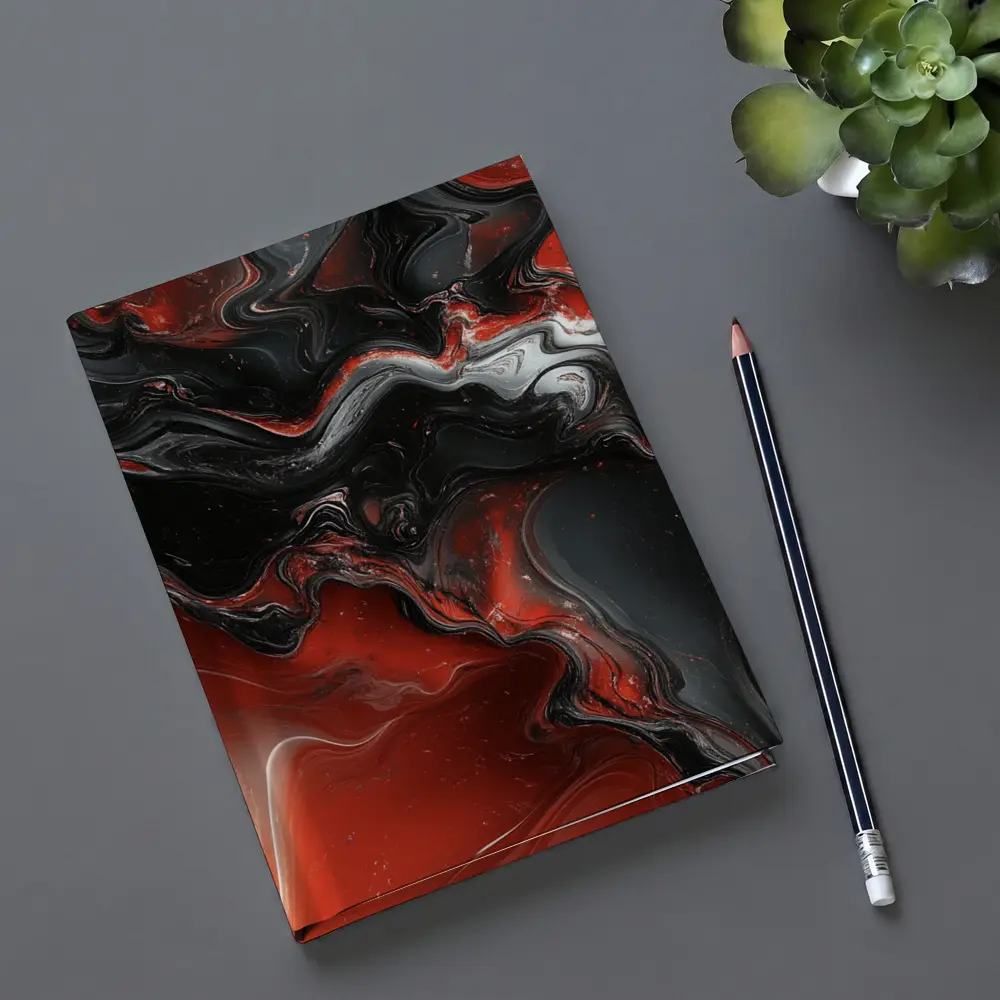 Red Black Fluid Abstract Marble Art – Notebooks