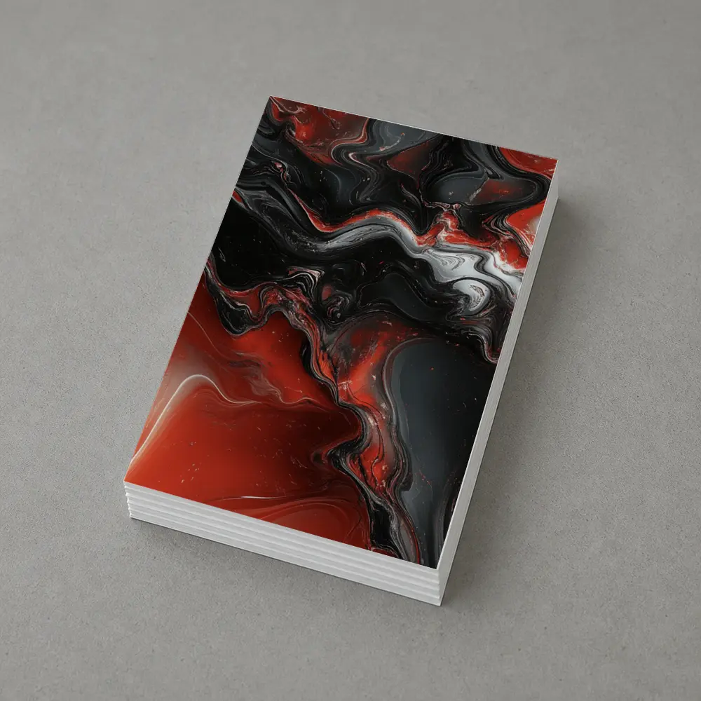Red Black Fluid Abstract Marble Art – Postcards