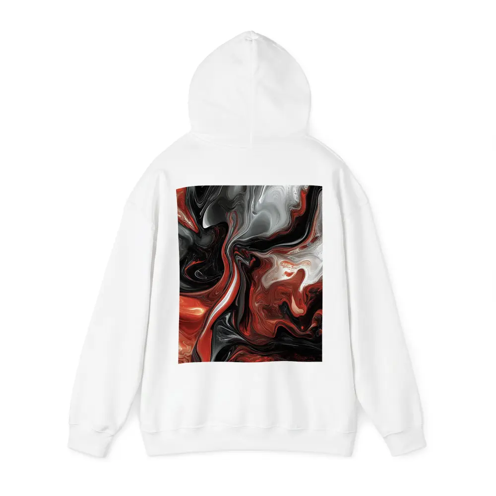Red Black White Swirling Marble Abstract Art – Hoodies