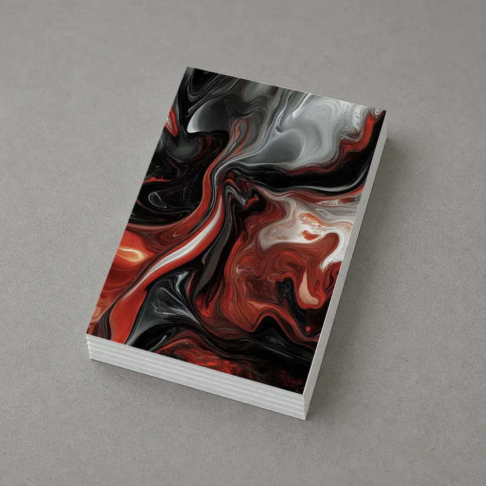 Red Black White Swirling Marble Abstract Art – Postcards