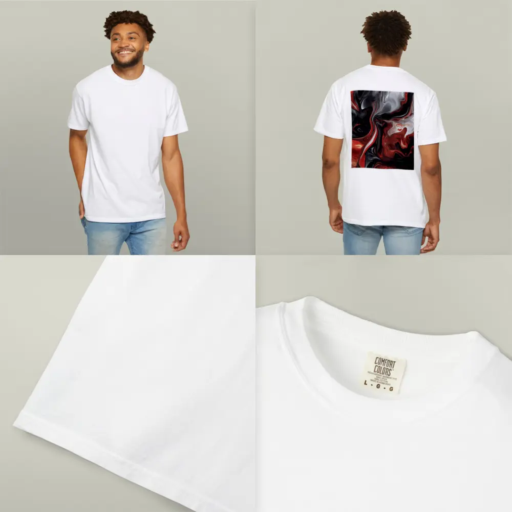 Red Black White Swirling Marble Abstract Art – T-Shirts