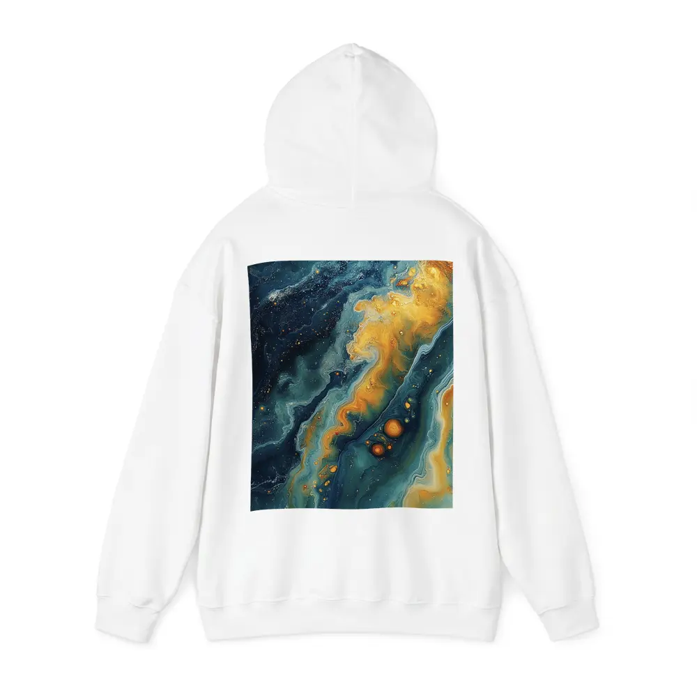 Navy Gold Swirling Abstract Fluid Art – Hoodies