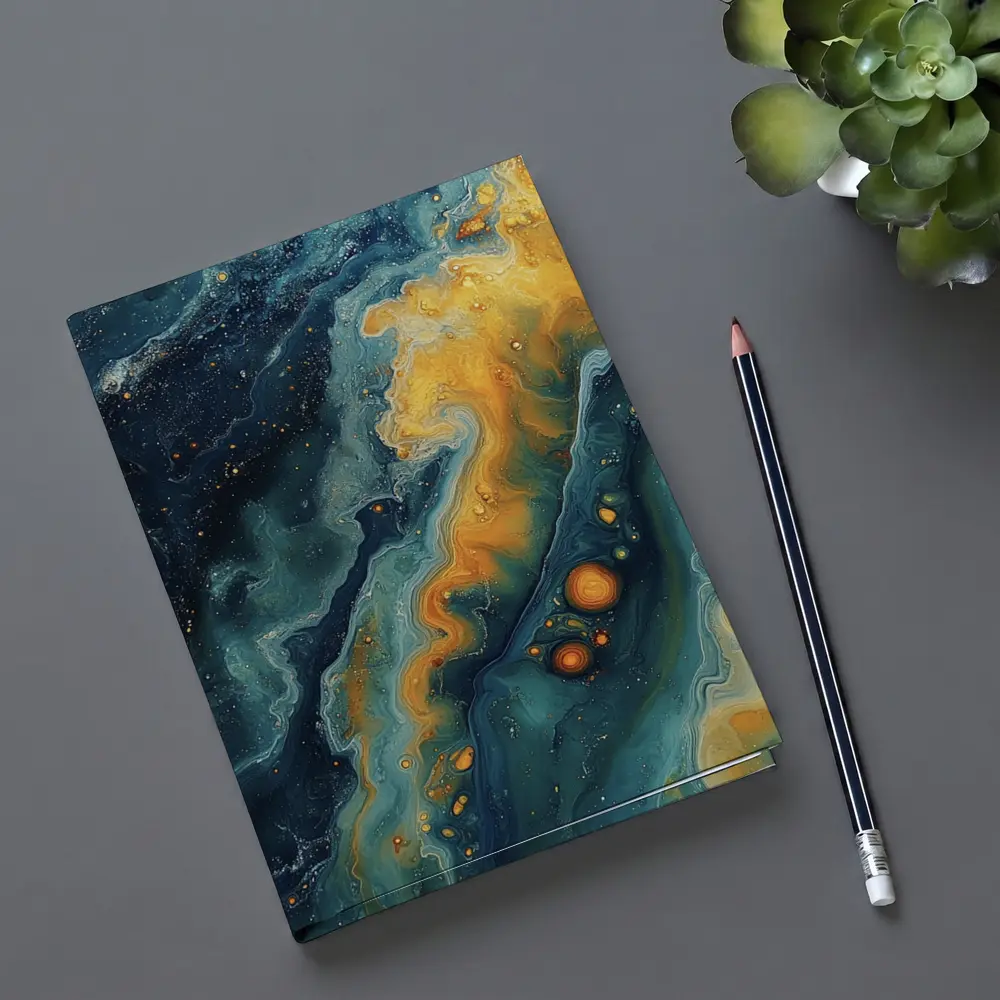 Navy Gold Swirling Abstract Fluid Art – Notebooks