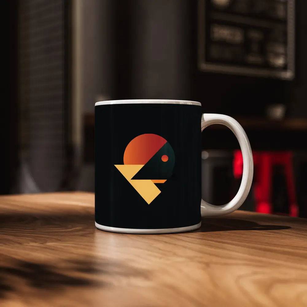 Geometric Bird Abstract Dark Background Art – Mugs