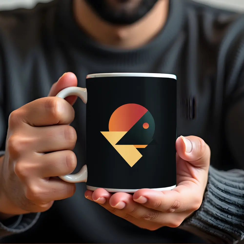 Geometric Bird Abstract Dark Background Art – Mugs