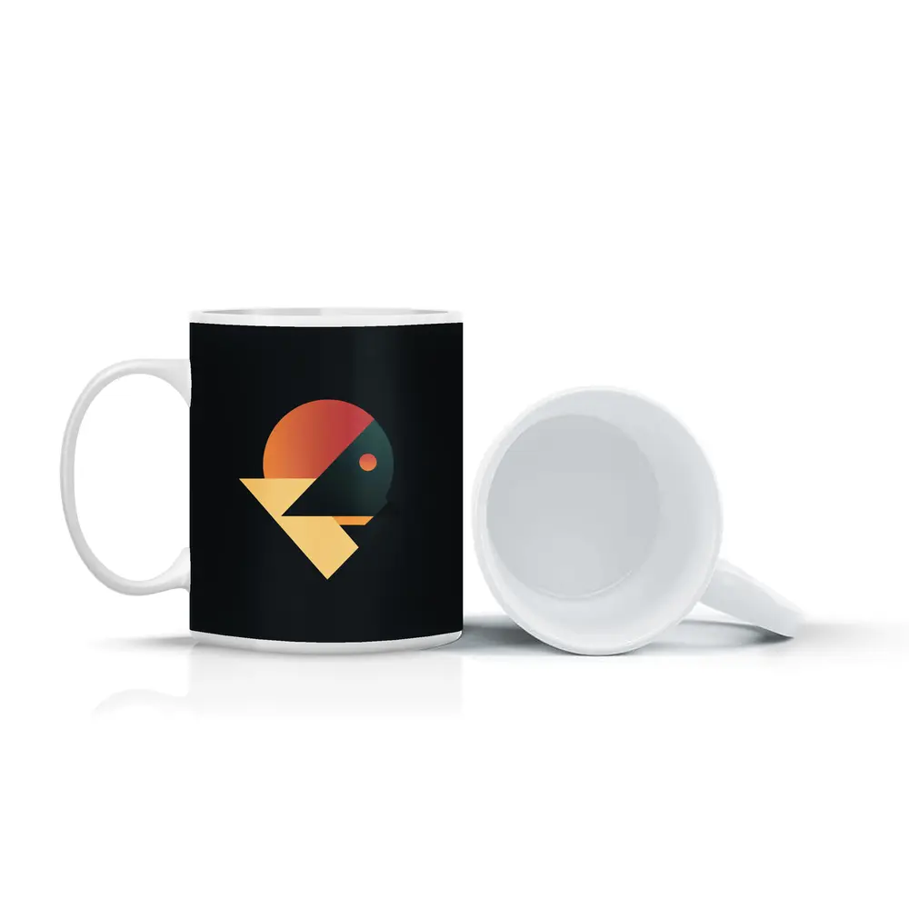 Geometric Bird Abstract Dark Background Art – Mugs