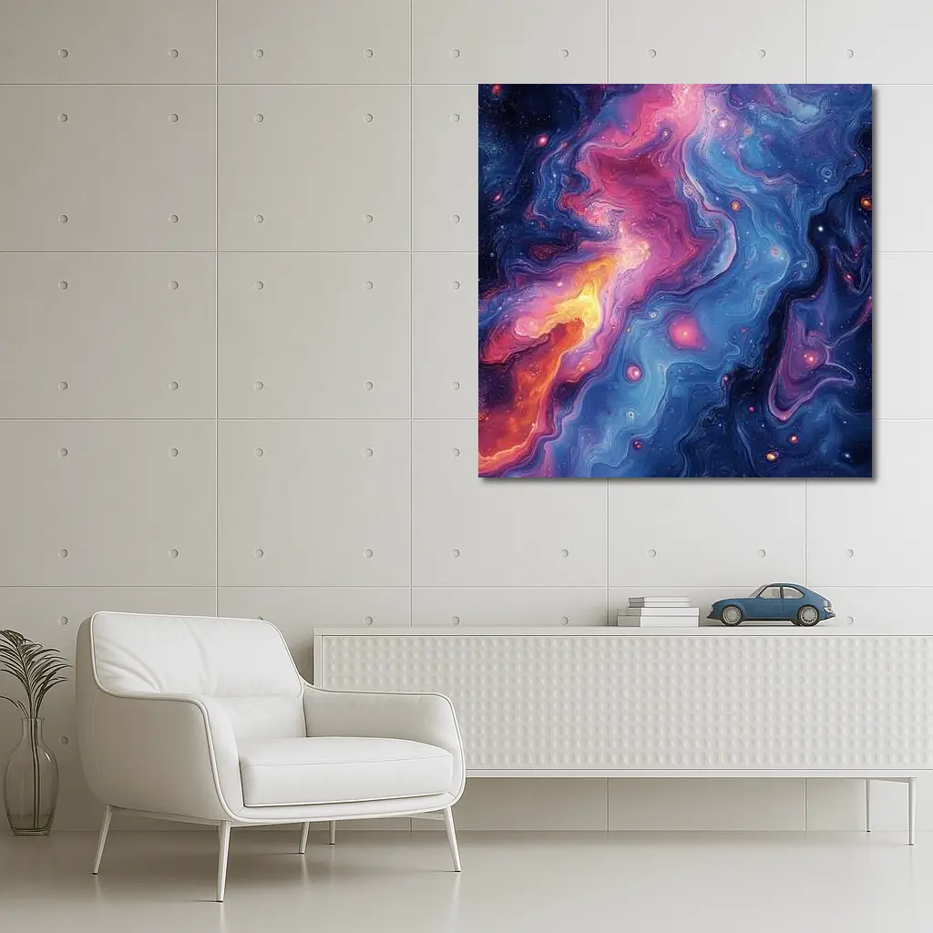 Cosmic Nebula Abstract Blue Purple Swirl Art – Wall Art