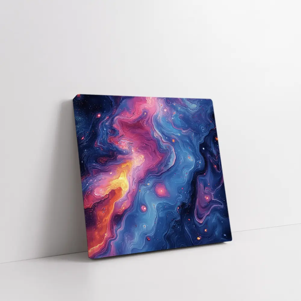 Cosmic Nebula Abstract Blue Purple Swirl Art – Wall Art