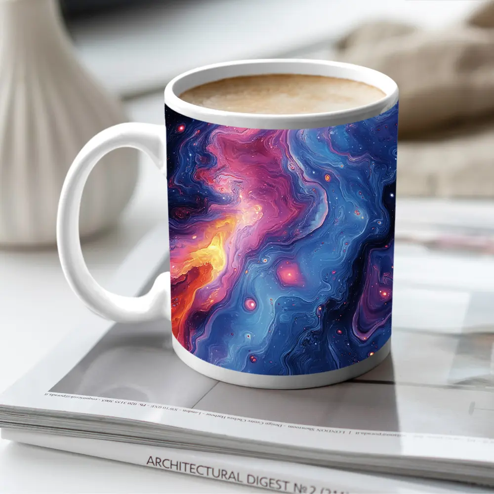 Cosmic Nebula Abstract Blue Purple Swirl Art – Mugs