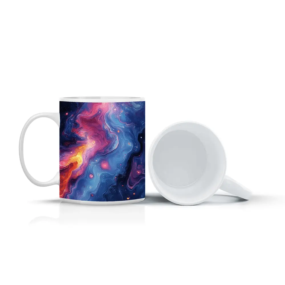 Cosmic Nebula Abstract Blue Purple Swirl Art – Mugs