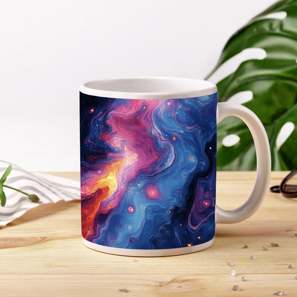 Cosmic Nebula Abstract Blue Purple Swirl Art – Mugs