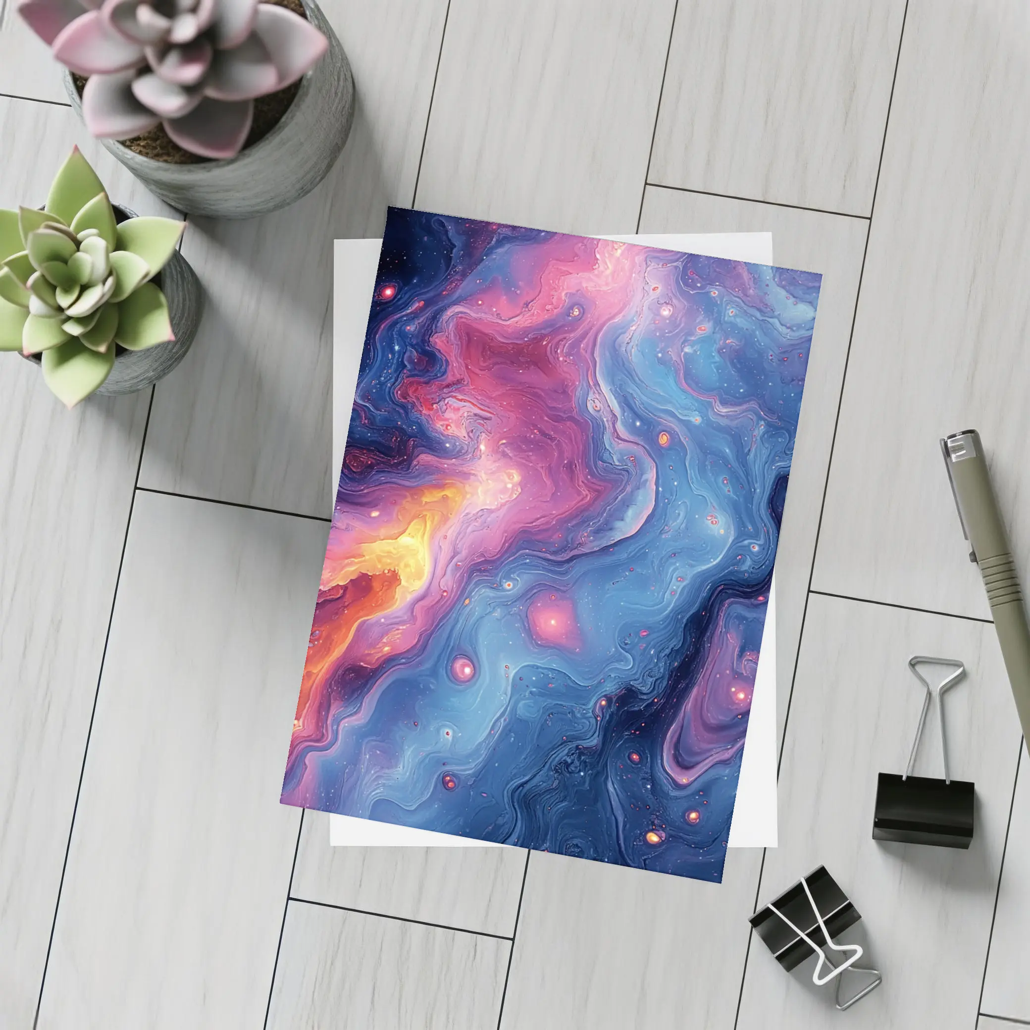 Cosmic Nebula Abstract Blue Purple Swirl Art – Postcards
