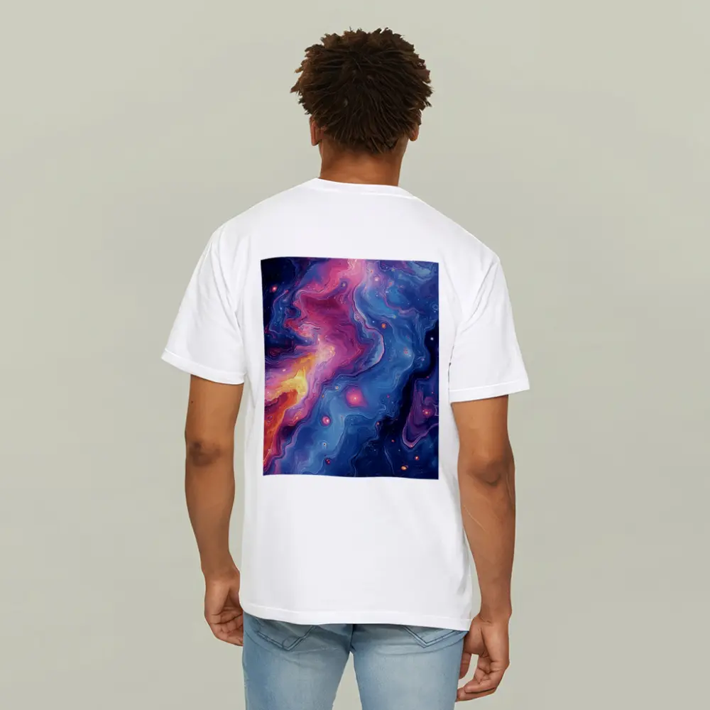 Cosmic Nebula Abstract Blue Purple Swirl Art – T-Shirts