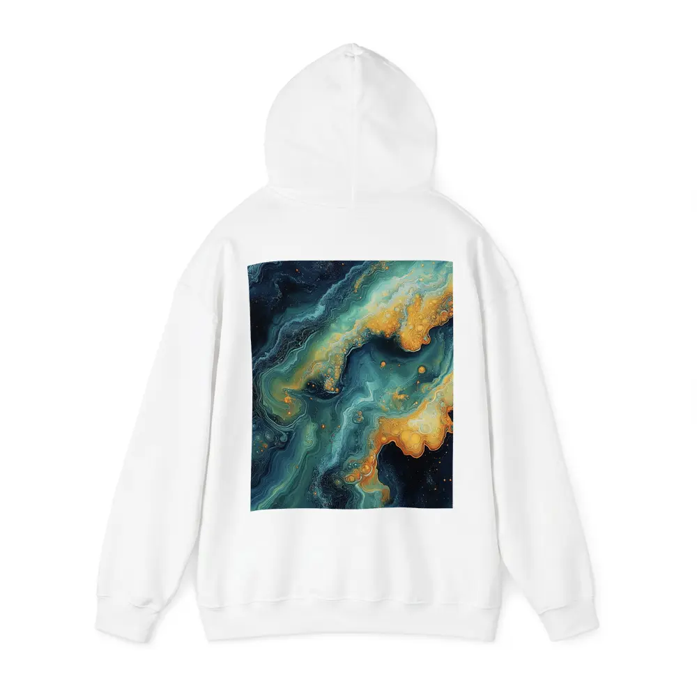 Dark Teal Gold Swirling Marble Abstract Art – Hoodies