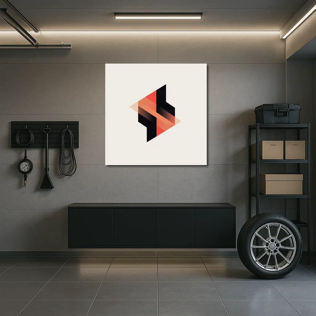 Abstract Geometric Shapes Black Coral Beige Background – Wall Art