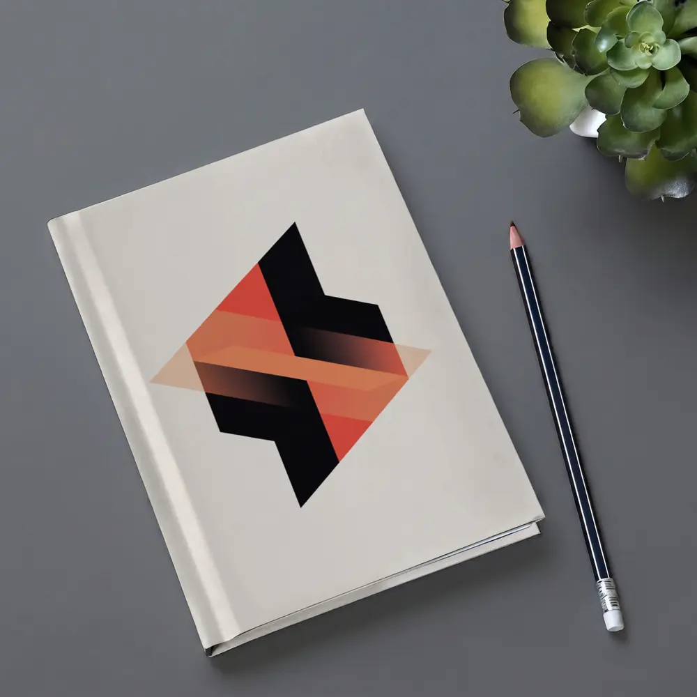 Abstract Geometric Shapes Black Coral Beige Background – Notebooks