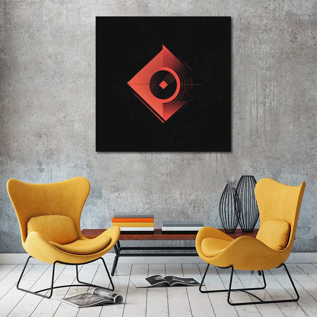 Red Geometric Abstract Art Dark Background – Wall Art