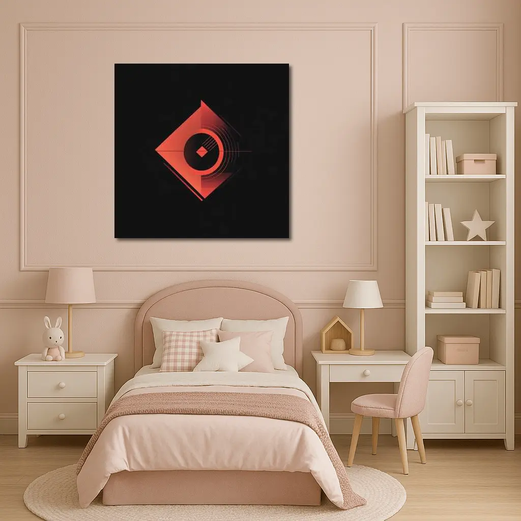 Red Geometric Abstract Art Dark Background – Wall Art