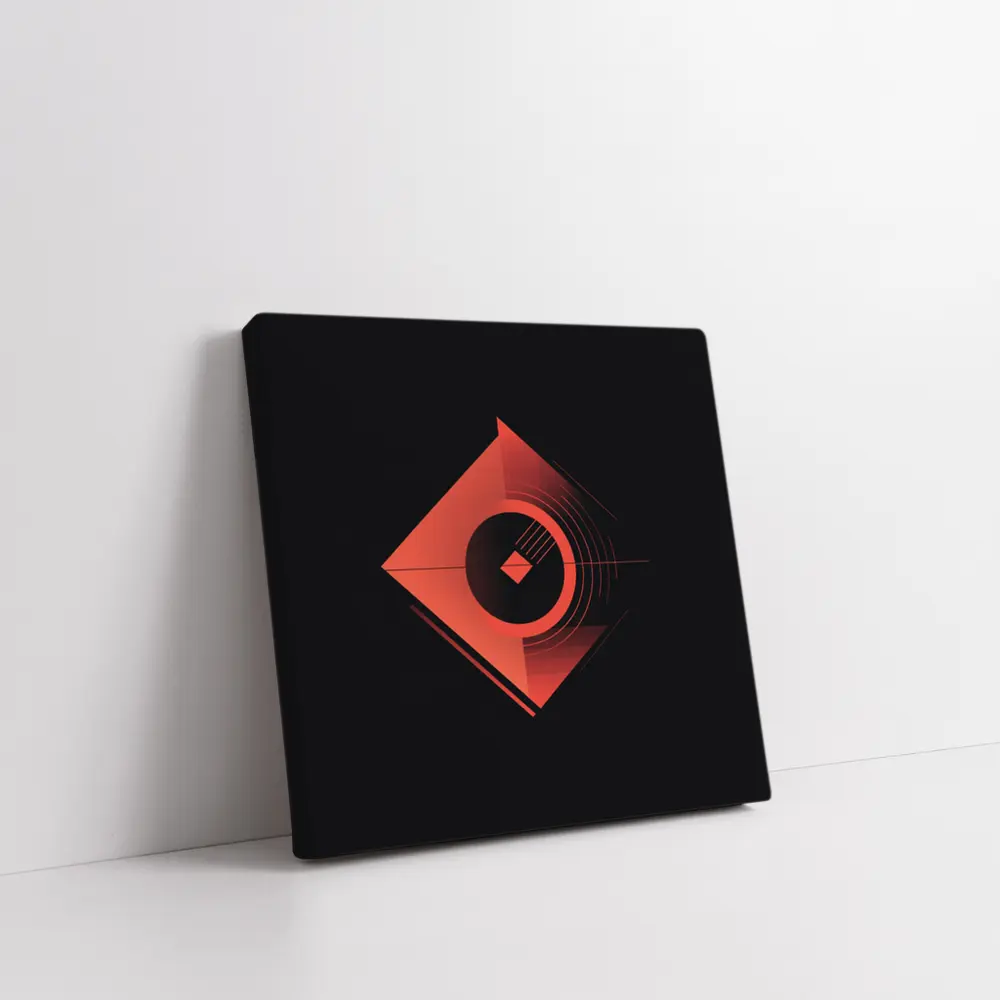 Red Geometric Abstract Art Dark Background – Wall Art