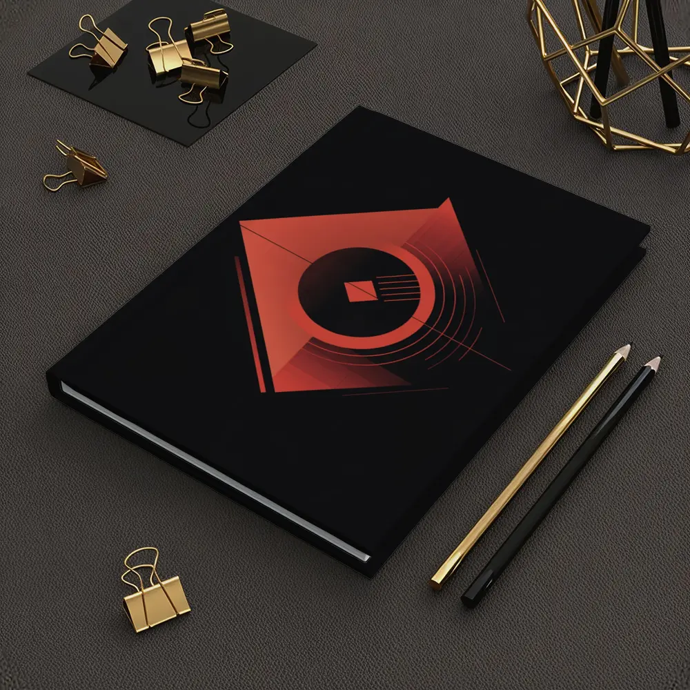 Red Geometric Abstract Art Dark Background – Notebooks