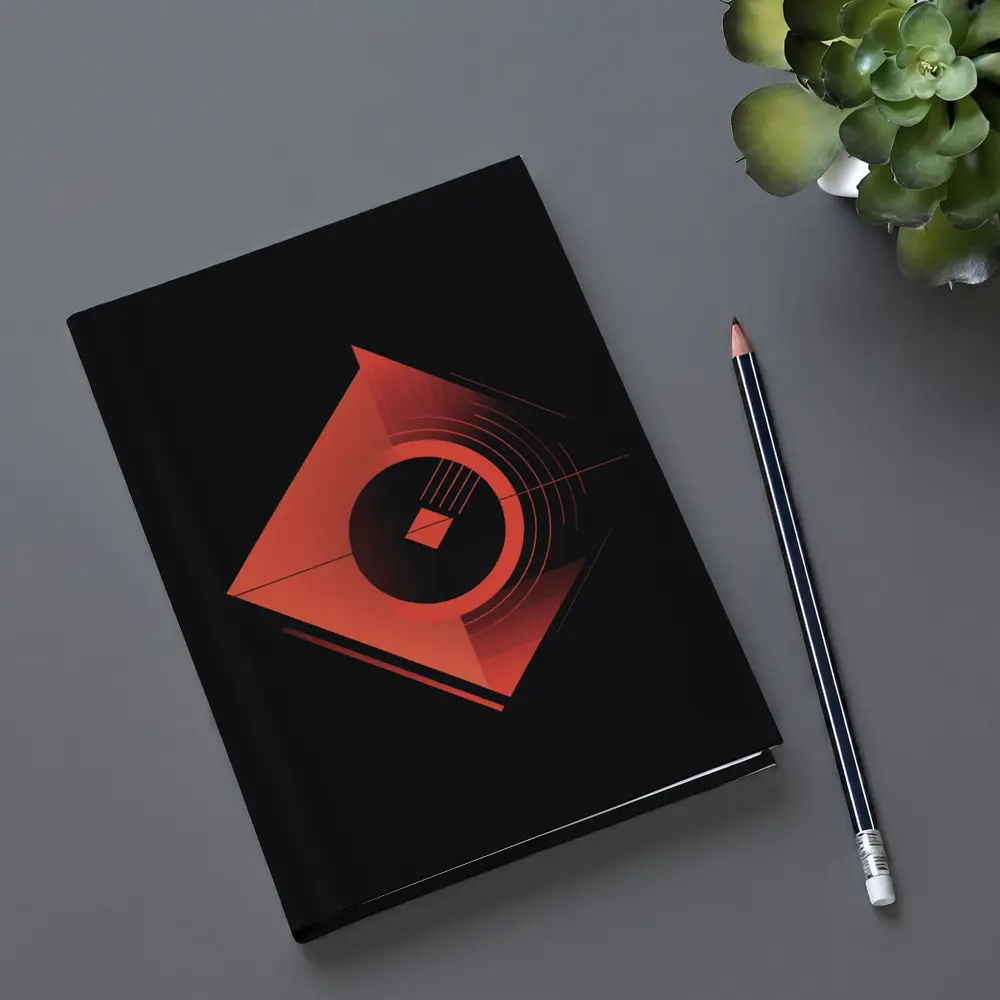 Red Geometric Abstract Art Dark Background – Notebooks