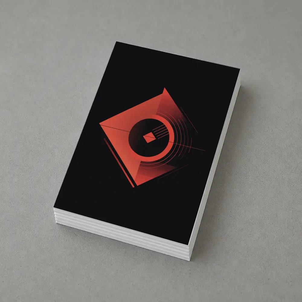 Red Geometric Abstract Art Dark Background – Postcards