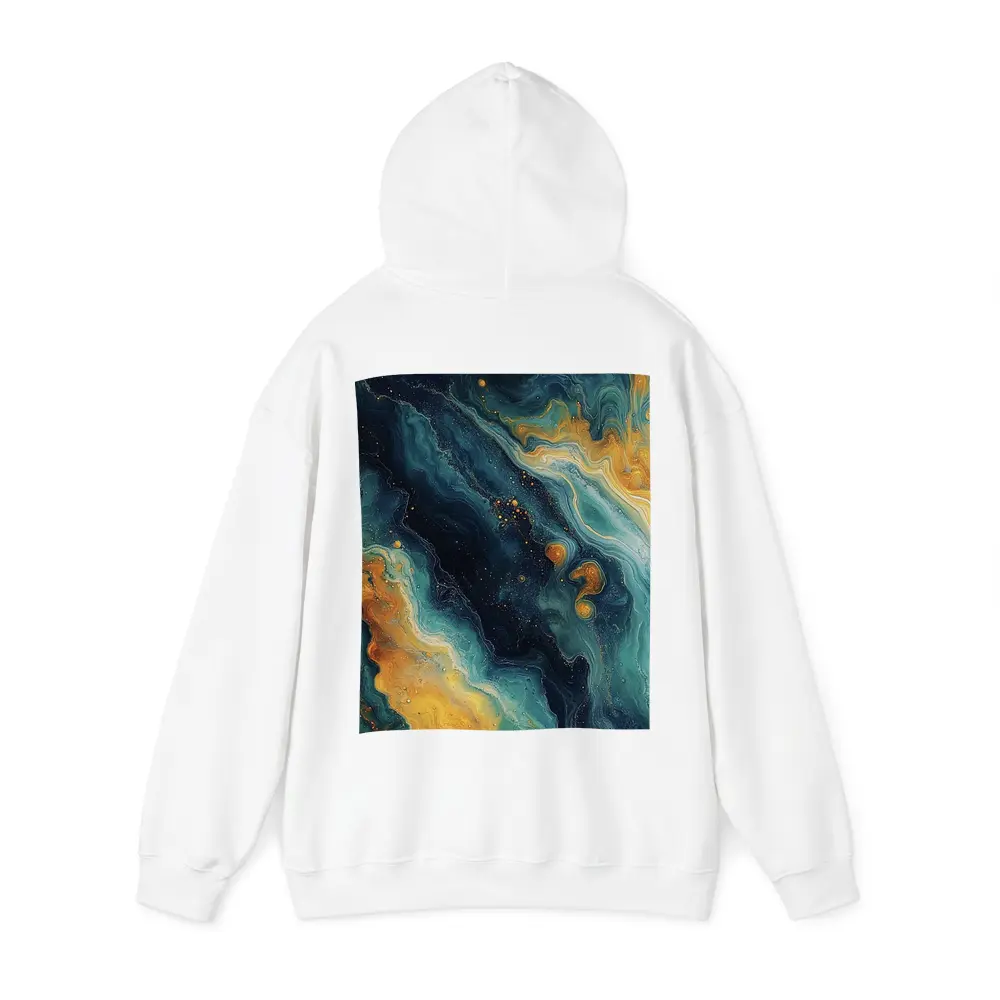 Teal Gold Marble Abstract Fluid Art – Hoodies