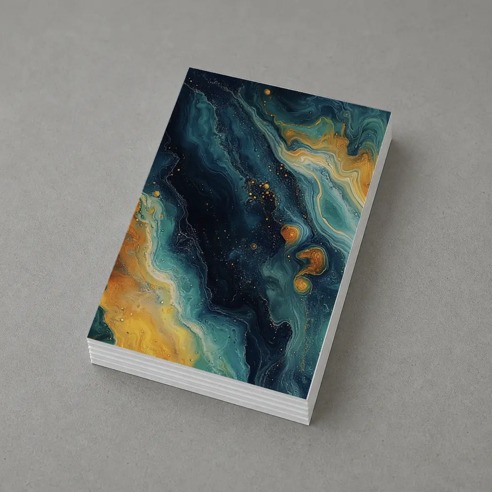 Teal Gold Marble Abstract Fluid Art – Postcards