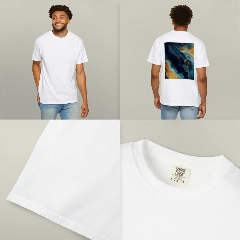 Teal Gold Marble Abstract Fluid Art – T-Shirts