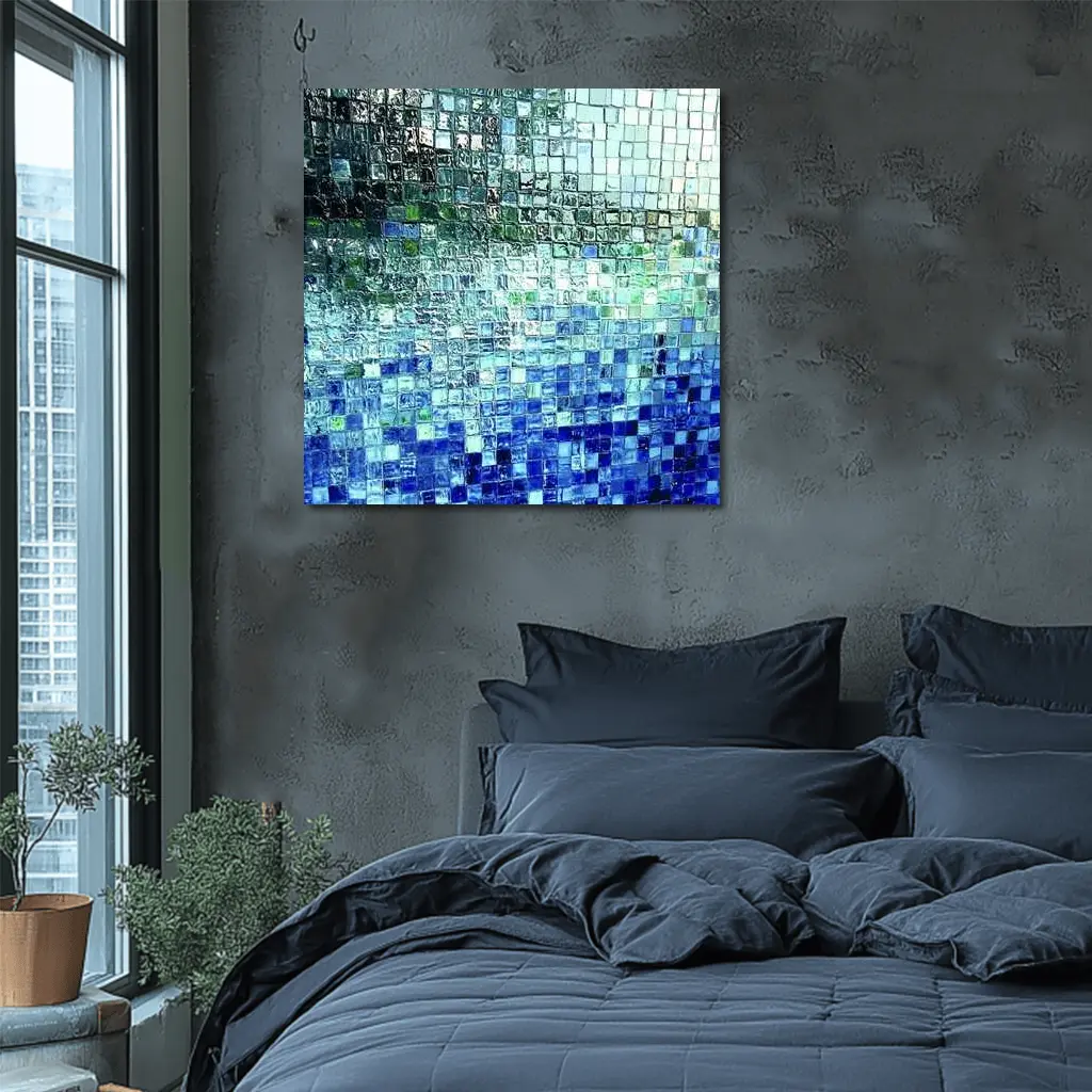 Blue Glass Mosaic Tile Abstract Art – Wall Art