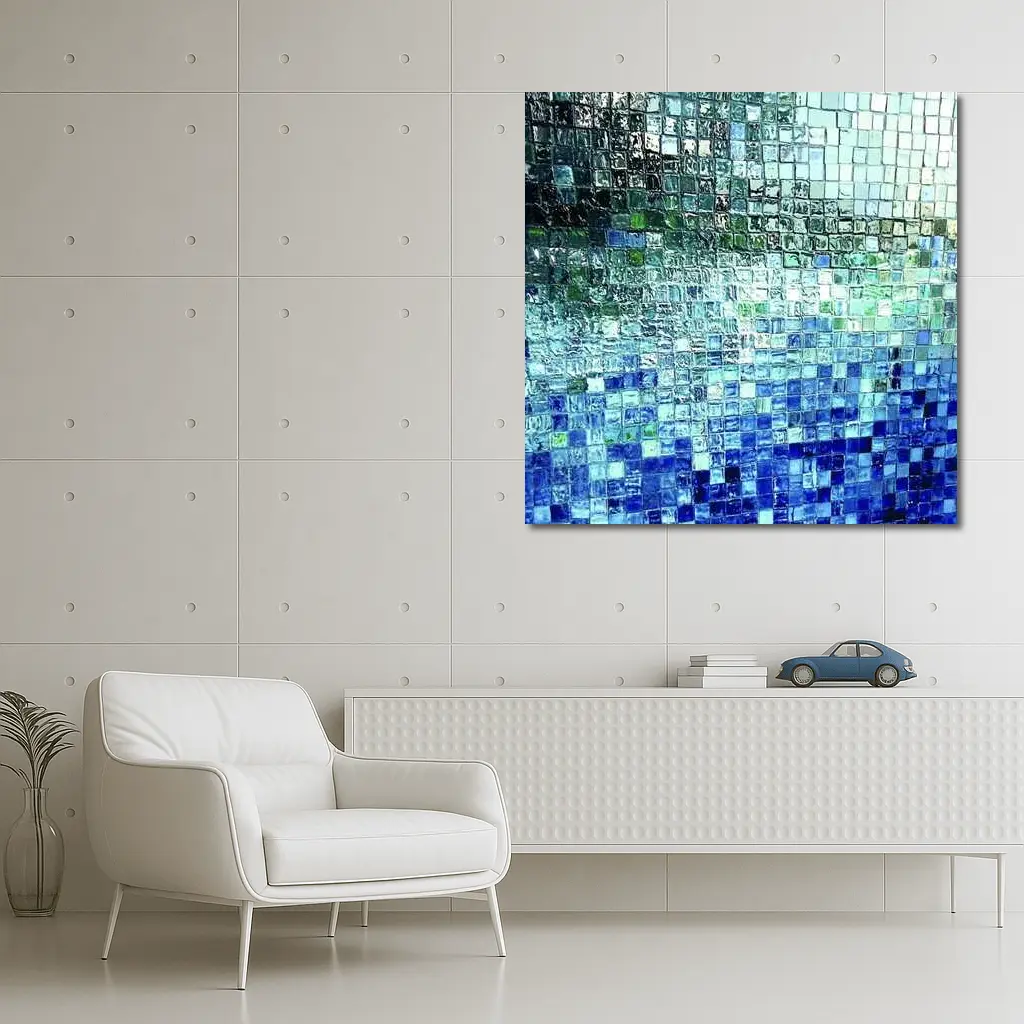 Blue Glass Mosaic Tile Abstract Art – Wall Art