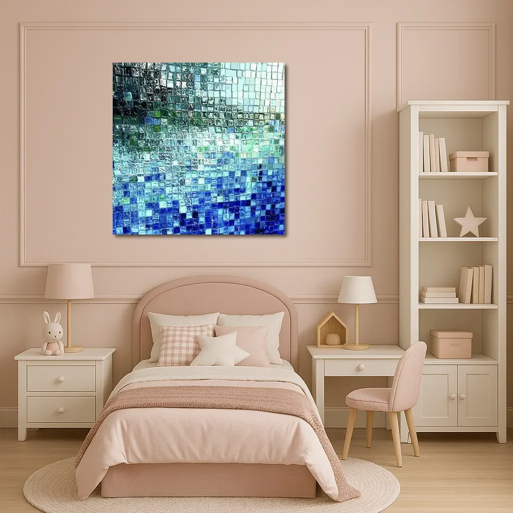 Blue Glass Mosaic Tile Abstract Art – Wall Art