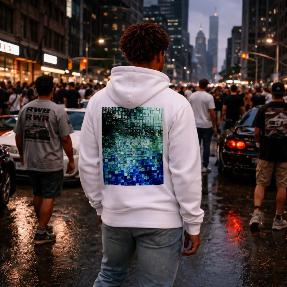 Blue Glass Mosaic Tile Abstract Art – Hoodies