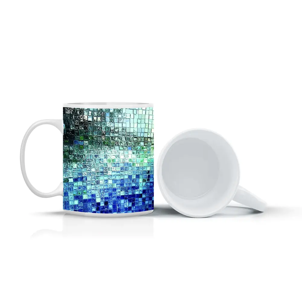 Blue Glass Mosaic Tile Abstract Art – Mugs