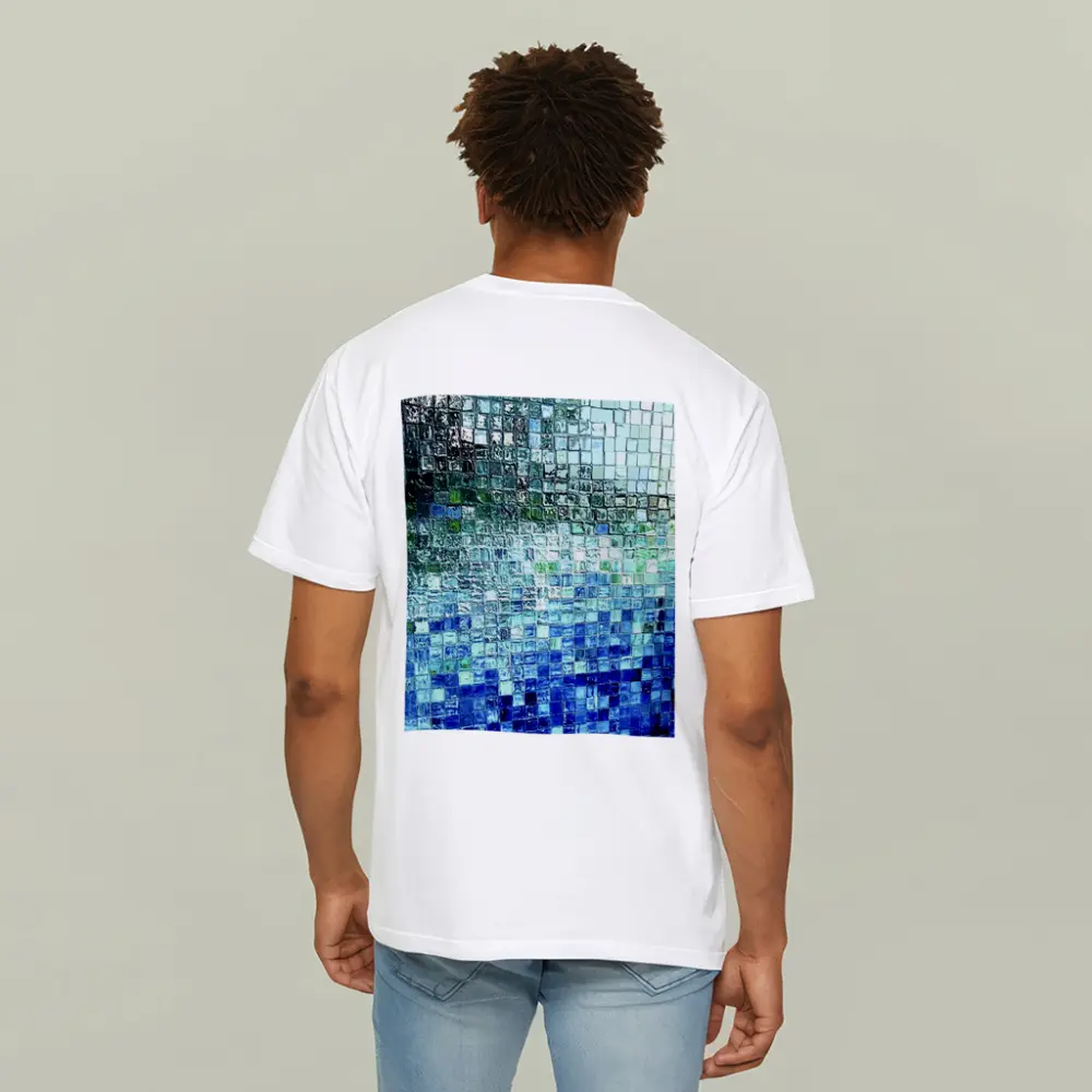 Blue Glass Mosaic Tile Abstract Art – T-Shirts