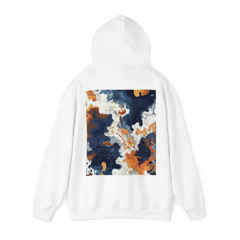 Navy Orange Marble Abstract Fluid Art – Hoodies