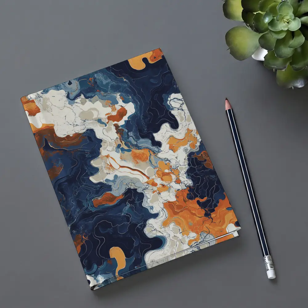 Navy Orange Marble Abstract Fluid Art – Notebooks