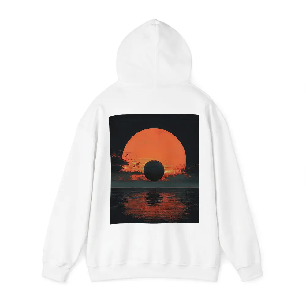 Dark Eclipse Over Red Ocean Sunset – Hoodies
