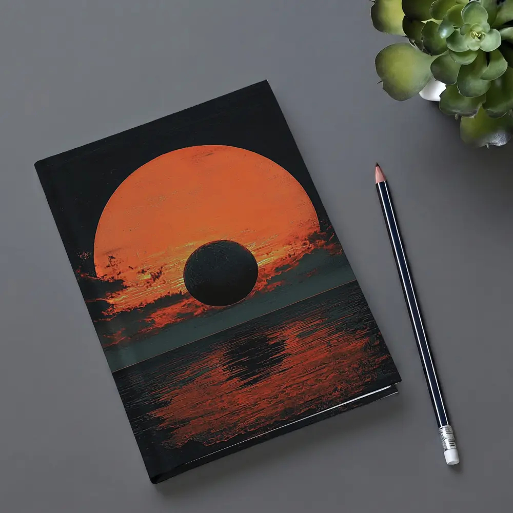 Dark Eclipse Over Red Ocean Sunset – Notebooks