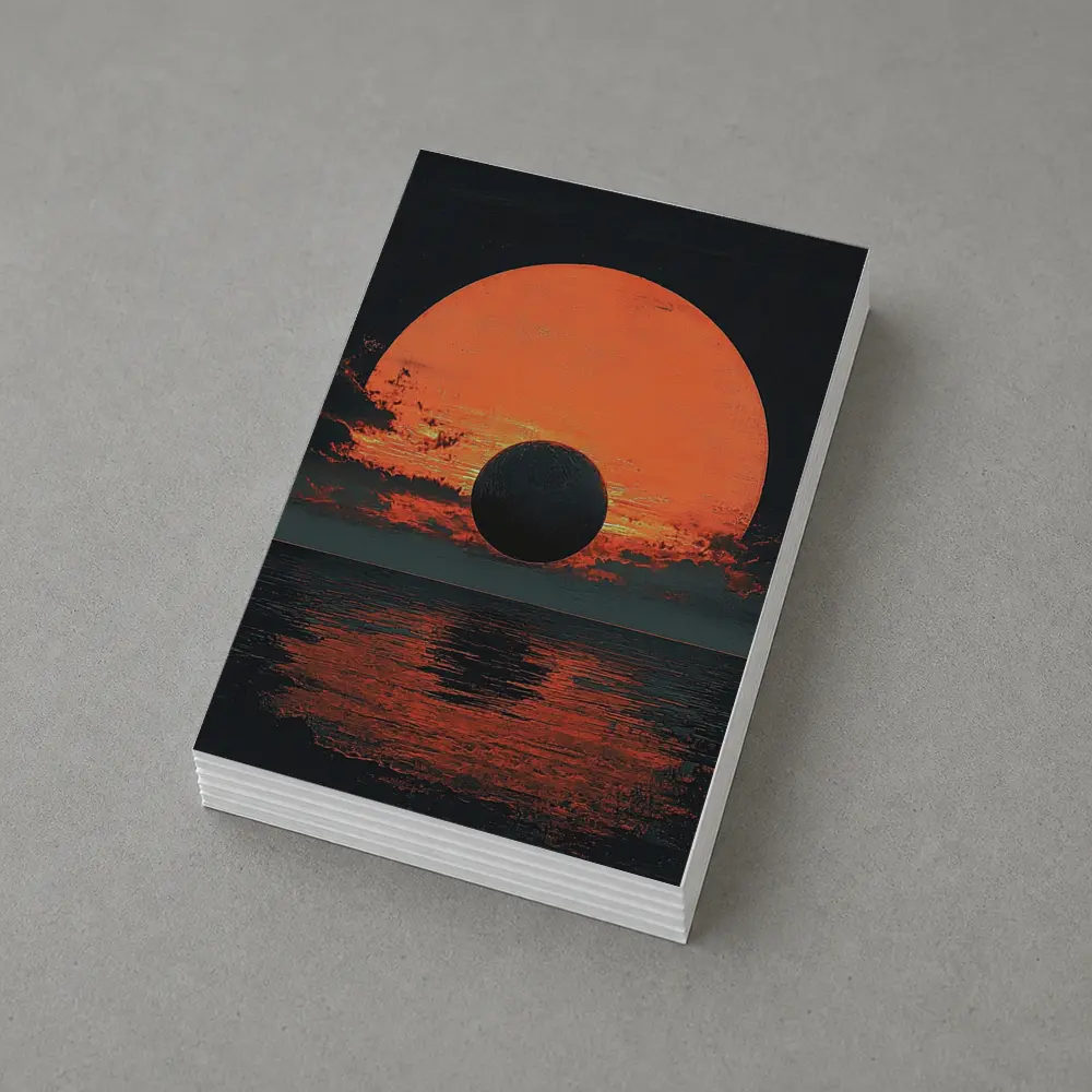 Dark Eclipse Over Red Ocean Sunset – Postcards