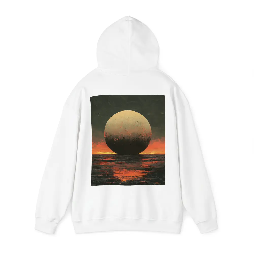 Giant Moon Over Dark Fiery Ocean – Hoodies