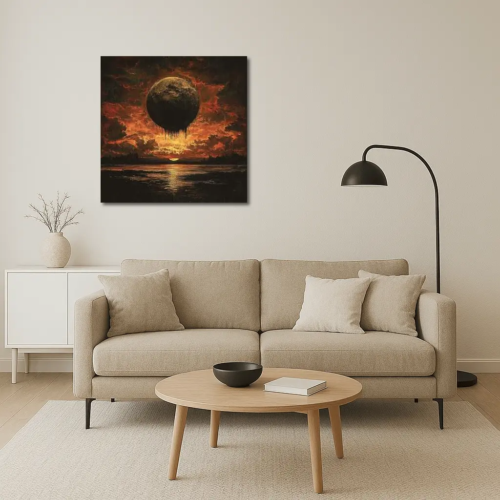 Dark Moon Falling Fiery Apocalyptic Sky – Wall Art