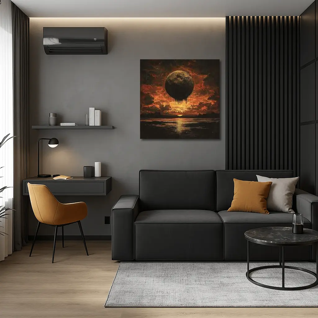 Dark Moon Falling Fiery Apocalyptic Sky – Wall Art