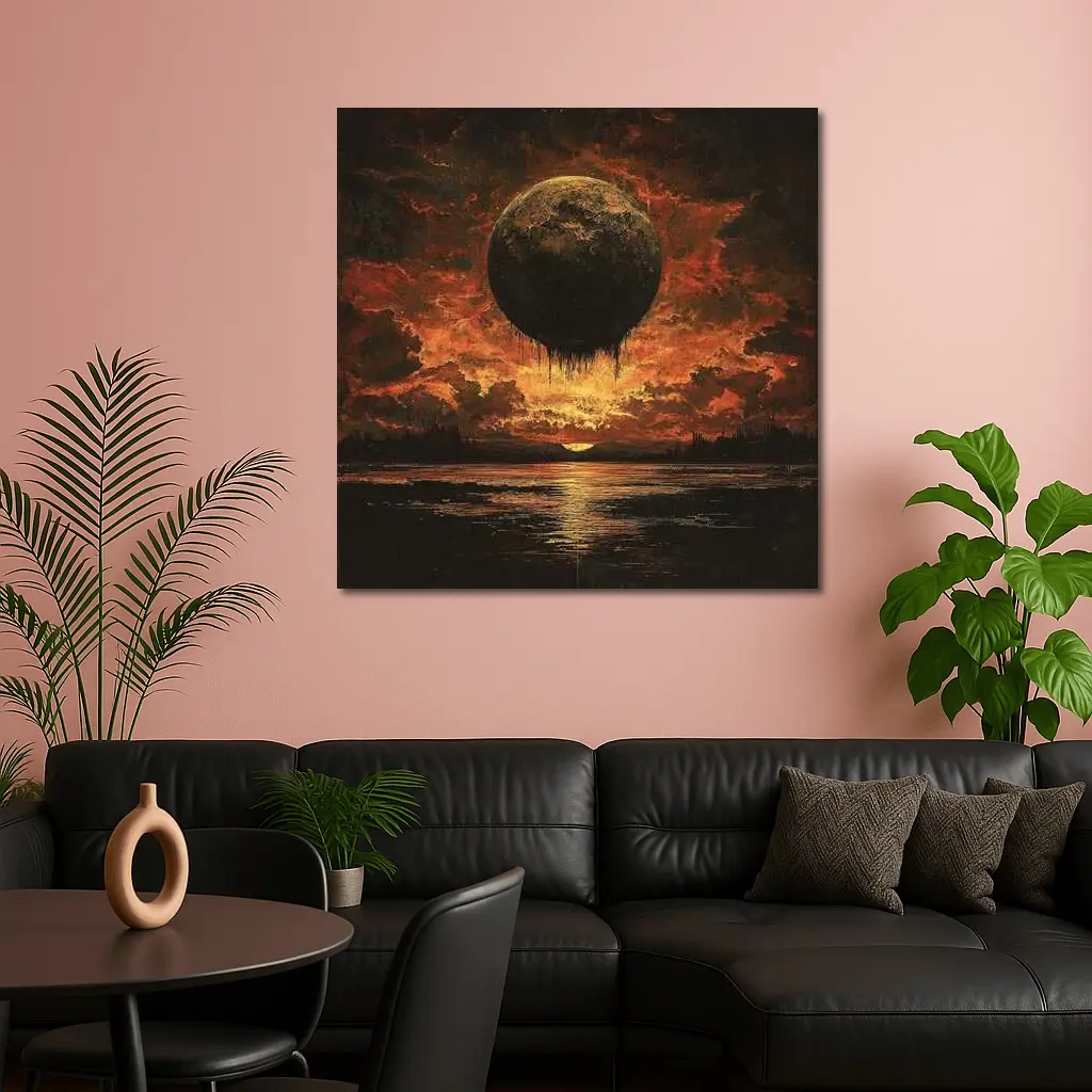 Dark Moon Falling Fiery Apocalyptic Sky – Wall Art