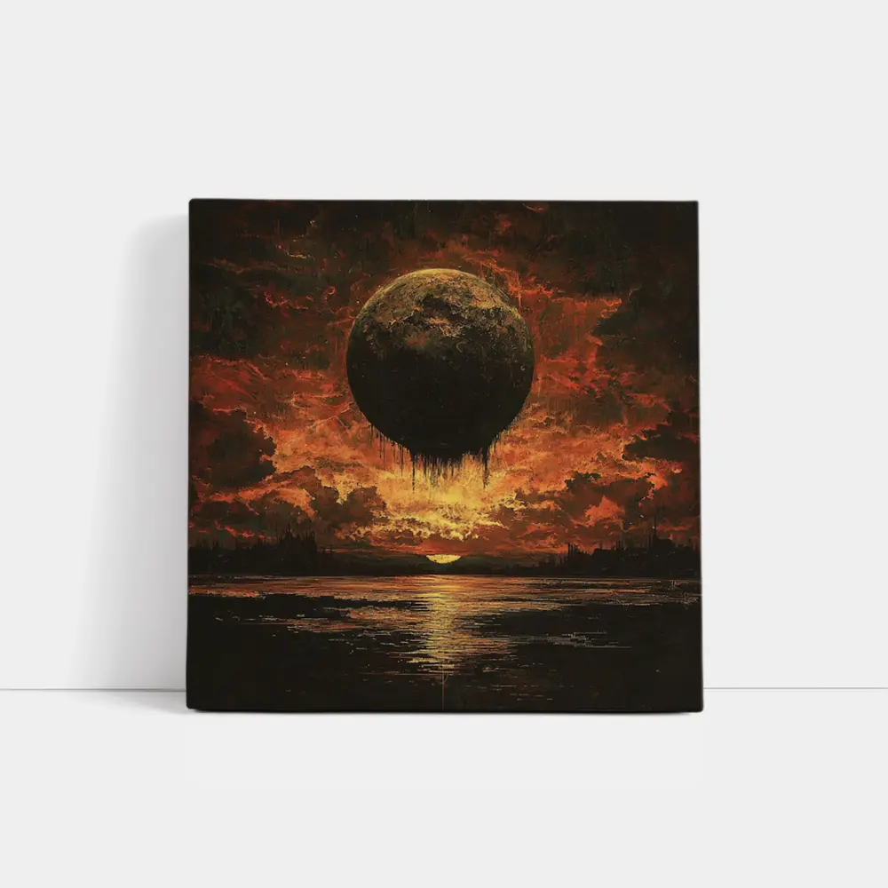 Dark Moon Falling Fiery Apocalyptic Sky – Wall Art