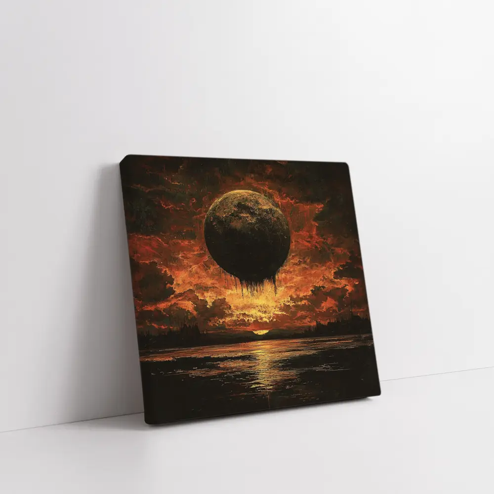Dark Moon Falling Fiery Apocalyptic Sky – Wall Art