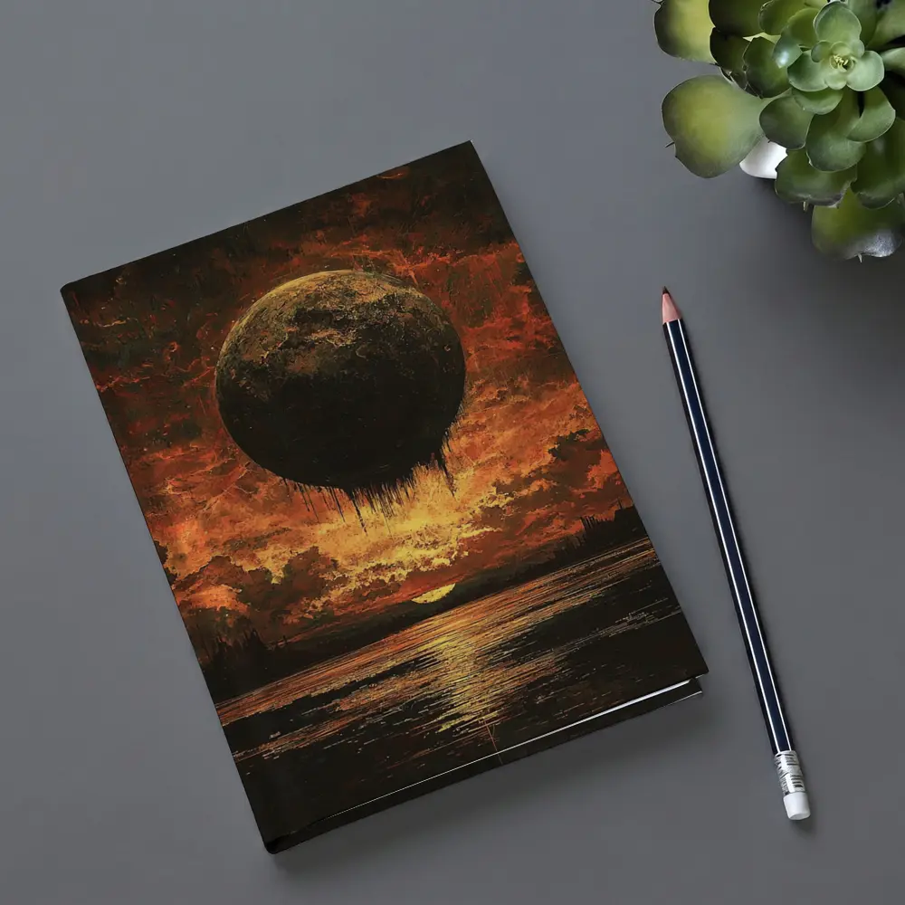 Dark Moon Falling Fiery Apocalyptic Sky – Notebooks