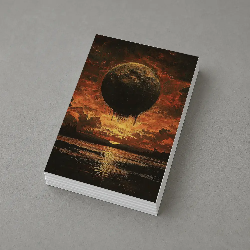 Dark Moon Falling Fiery Apocalyptic Sky – Postcards